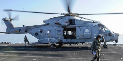 An Italian marine AW101 helicopter - the largest ASW-helicopter currently in use - aboard the amphibious assault ship USS Boxer (LHD 4). Source: U.S. Navy photo by Mass Communication Specialist 3rd Class J. Michael Schwartz/Released via Wikimedia Commons